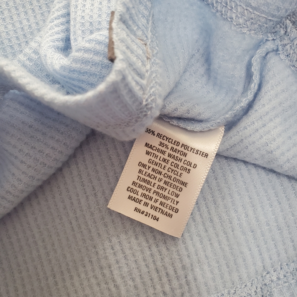 Ocean + Coast Womens XL Blue Waffle Knit Thermal Pajama Set Shirt Pants FLAWS - Picture 5 of 16